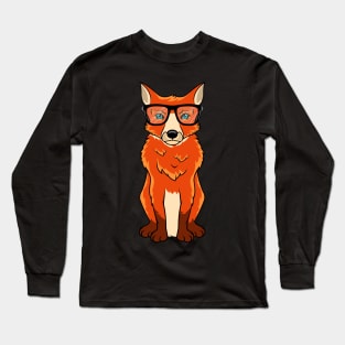 Clever fox with glasses forest sweet gift Long Sleeve T-Shirt